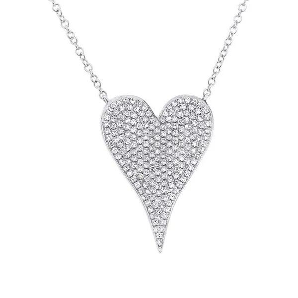 14K White Gold Diamond Heart Necklace Brax Jewelers Newport Beach, CA