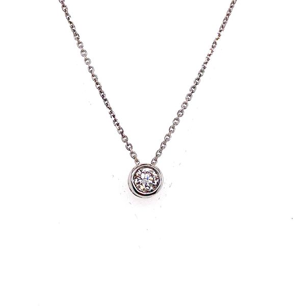 14 Karat White Gold Solitaire Diamond Pendant Necklace Brax Jewelers Newport Beach, CA