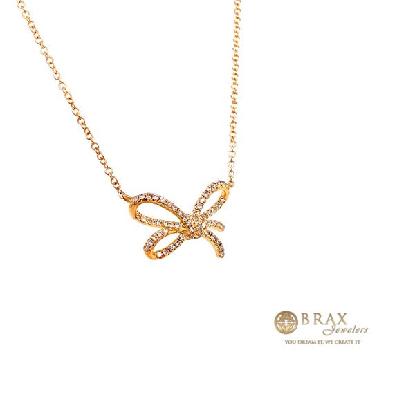 14 Karat Yellow Gold Diamond Bow Pendant Necklace Image 3 Brax Jewelers Newport Beach, CA