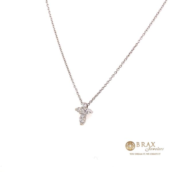 Lady's Mini Cross Diamond Necklaces 18 Karat White Gold robert coin cross - Brax jewelers Image 2 Brax Jewelers Newport Beach, CA