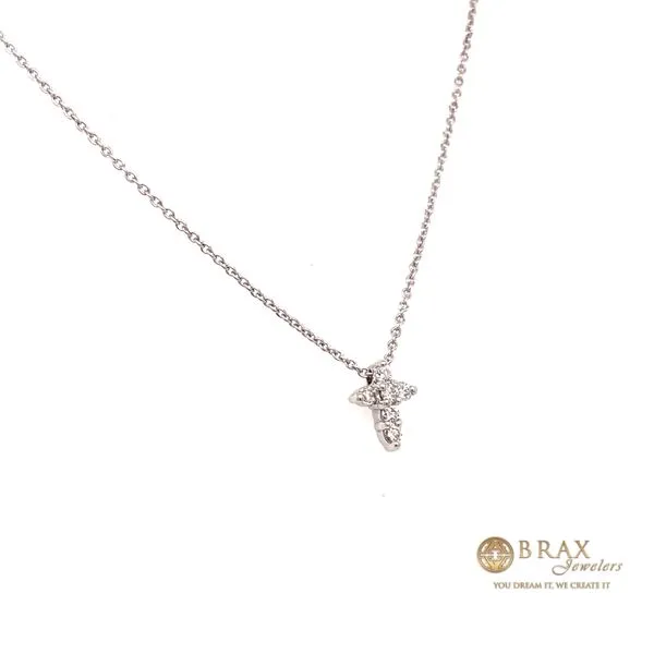 Lady's Mini Cross Diamond Necklaces 18 Karat White Gold robert coin cross - Brax jewelers Image 3 Brax Jewelers Newport Beach, CA