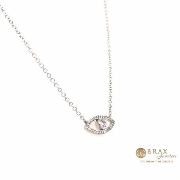 14 Karat White Gold Diamond Evil Eye Pendant Necklace Image 2 Brax Jewelers Newport Beach, CA