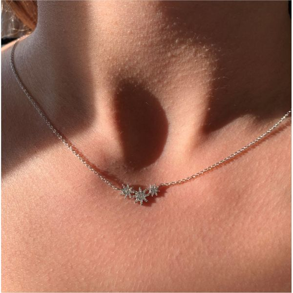 14 Karat White Gold Diamond Stars Pendant Necklace Image 4 Brax Jewelers Newport Beach, CA