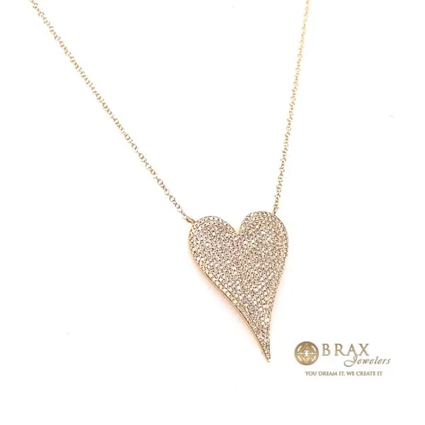 Lady's Big Pave Heart Diamond Necklaces 14 Karat Yellow Gold SC55002485 - Brax jewelers Image 3 Brax Jewelers Newport Beach, CA