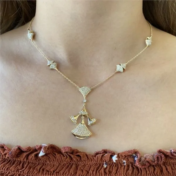 14 Karat Yellow Gold Diamond Drop Necklace Image 3 Brax Jewelers Newport Beach, CA