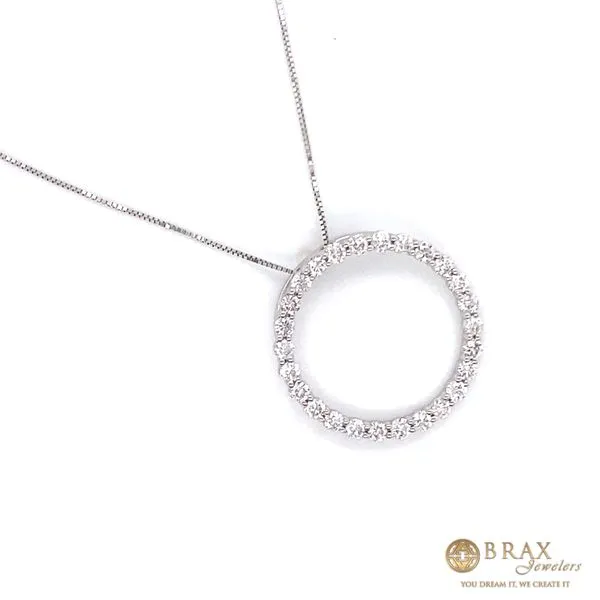 14K White Gold Circle Pendant Necklace Image 2 Brax Jewelers Newport Beach, CA