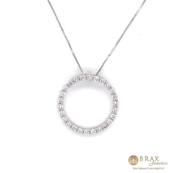 14K White Gold Circle Pendant Necklace Brax Jewelers Newport Beach, CA
