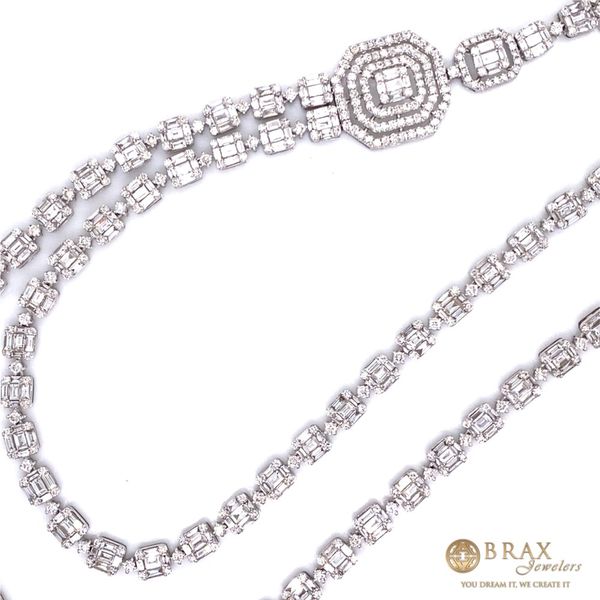 18K White Gold Diamond and Baguette Statement Necklace Brax Jewelers Newport Beach, CA