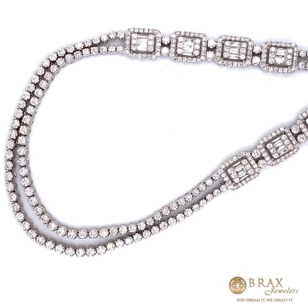 18K White Gold Diamond and Baguette Statement Necklace Image 3 Brax Jewelers Newport Beach, CA