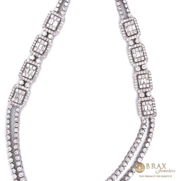 18K White Gold Diamond and Baguette Statement Necklace Image 4 Brax Jewelers Newport Beach, CA