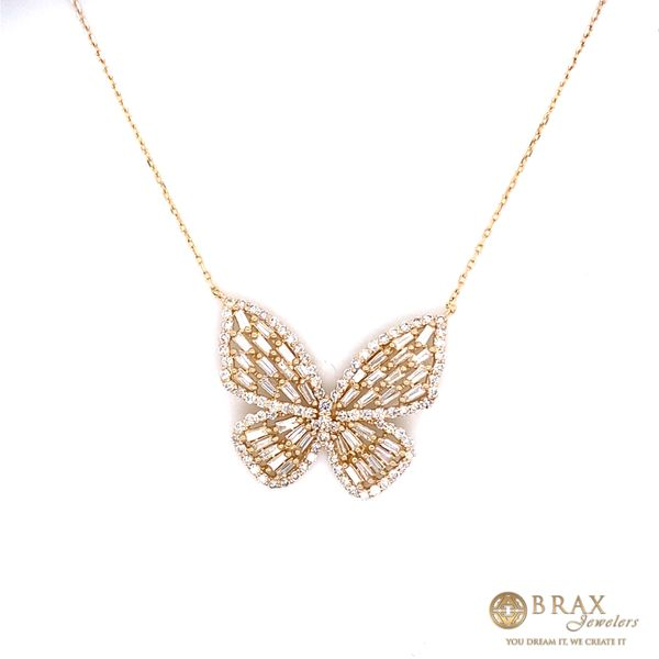 14K Yellow Gold Diamond Butterfly Necklace Brax Jewelers Newport Beach, CA