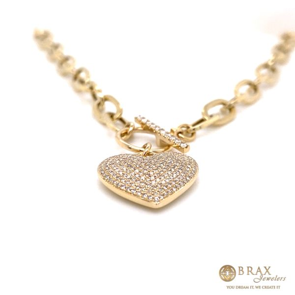 14K Yellow Gold Paperclip Link Diamond Pave Necklace Image 2 Brax Jewelers Newport Beach, CA