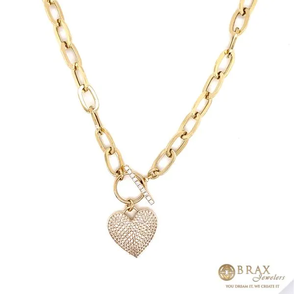 14K Yellow Gold Paperclip Link Diamond Pave Necklace Brax Jewelers Newport Beach, CA