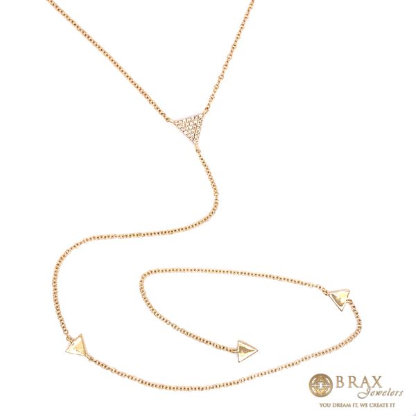 14K Yellow Gold Diamond Triangle Lariat Necklace Brax Jewelers Newport Beach, CA