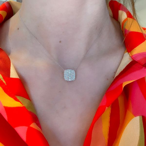 14K White Gold Pave Diamond Necklace Image 4 Brax Jewelers Newport Beach, CA