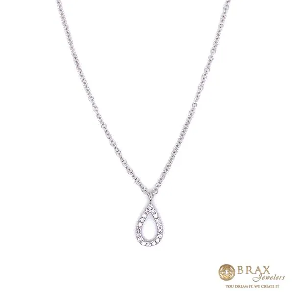 14K White Gold Pear Diamond Necklace Brax Jewelers Newport Beach, CA