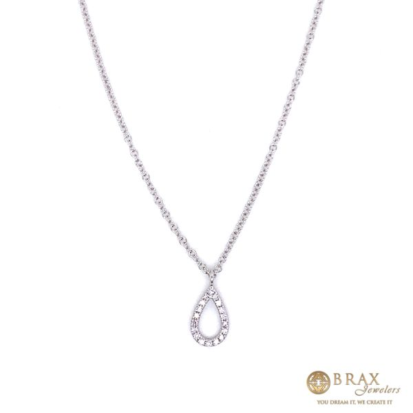 14K White Gold Pear Diamond Necklace Brax Jewelers Newport Beach, CA