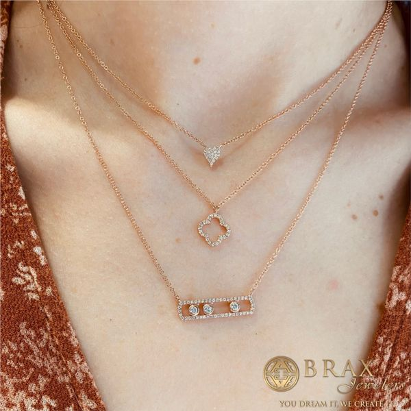 14K Rose Gold Diamond Slider Bar Necklace Image 4 Brax Jewelers Newport Beach, CA