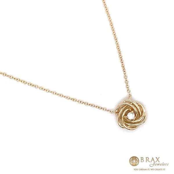 14K Yellow Gold Love Knot Diamond Necklace Image 2 Brax Jewelers Newport Beach, CA