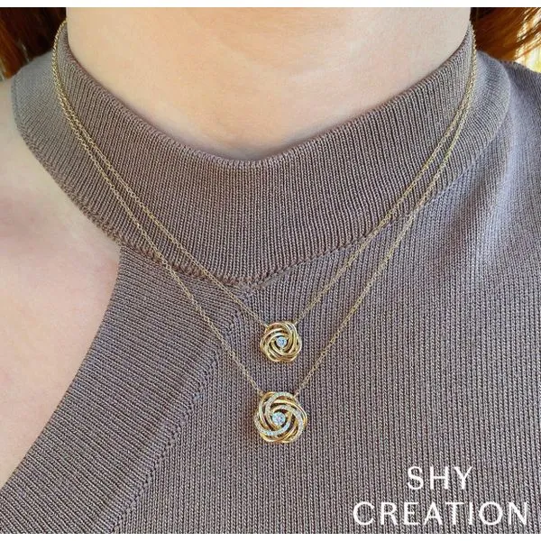 14K Yellow Gold Love Knot Diamond Necklace Image 4 Brax Jewelers Newport Beach, CA