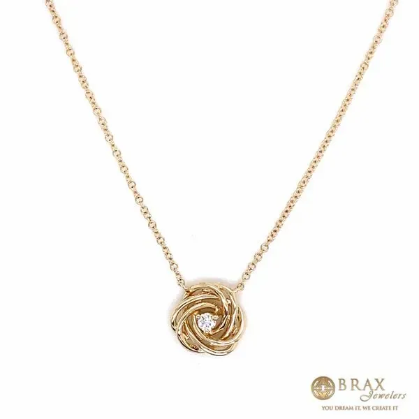 14K Yellow Gold Love Knot Diamond Necklace Brax Jewelers Newport Beach, CA