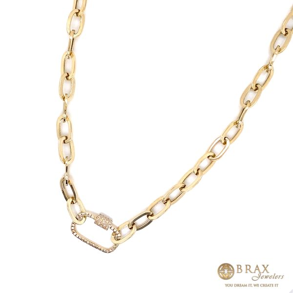 14K Yellow Gold Paper Clip Link Diamond Necklace Image 2 Brax Jewelers Newport Beach, CA