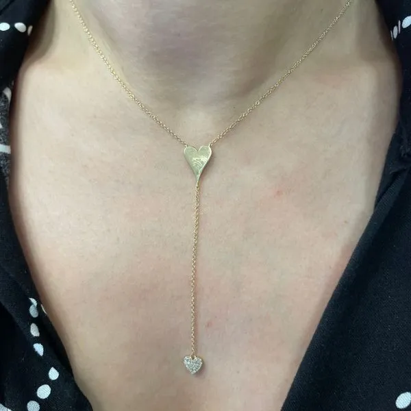 Lady's Pave Heart Lariat Diamond Necklaces 14 Karat Yellow Gold SC55003197V2 - Brax jewelers Image 2 Brax Jewelers Newport Beach, CA