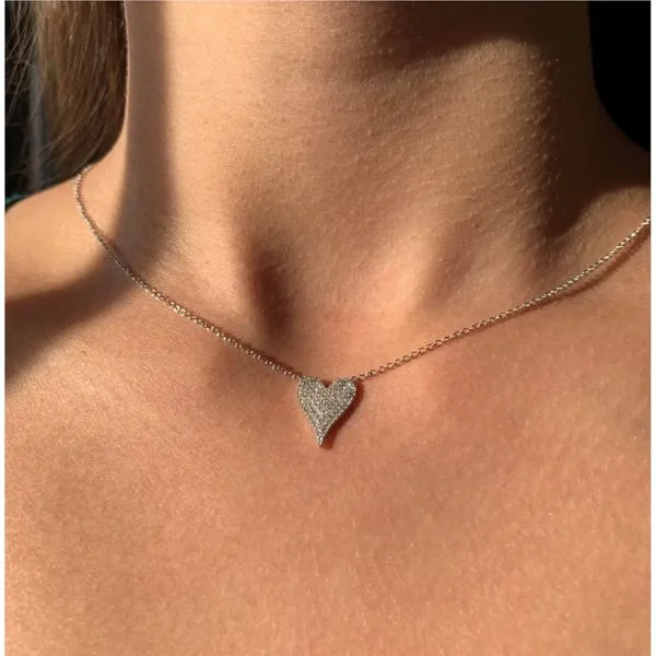Lady's Pave Heart Diamond Necklaces 14 Karat White Gold SC55002004 - Brax jewelers Image 5 Brax Jewelers Newport Beach, CA
