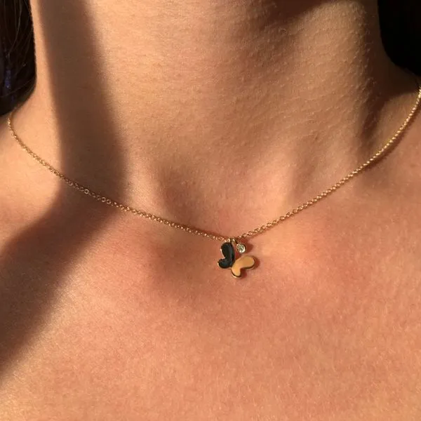 Lady's Butterfly Diamond Necklaces 14 Karat Yellow Gold SC55009037 - Brax jewelers Image 4 Brax Jewelers Newport Beach, CA