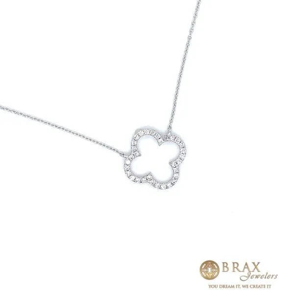 Open Clover Diamond Necklace 14 Karat White gold  With 0.25Tw Round Diamonds-Brax Jewelers Image 2 Brax Jewelers Newport Beach, CA