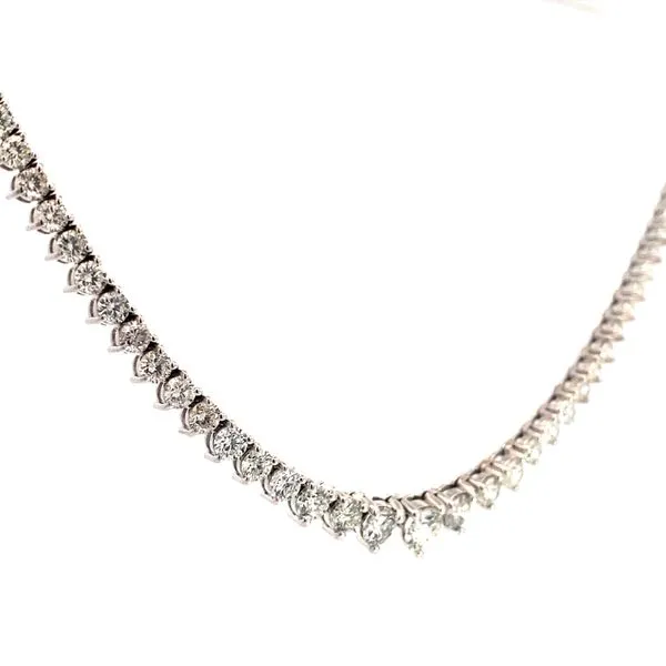 Lady's 14 Karat White Gold Graduated Tennis Diamond Necklace With 10.90Tw Round Natural Diamonds Brax Jewelers Newport Beach, CA