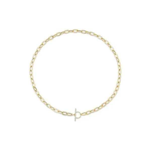 Lady's 14 Karat Yellow Gold Paper Clip Link Diamond Necklace With 0.13Tw Round Diamonds SC55022370V2 - Brax jewelers Image 2 Brax Jewelers Newport Beach, CA