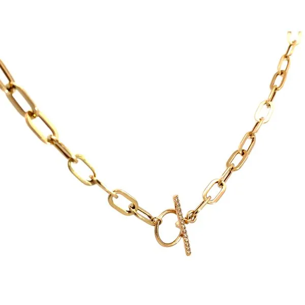 Lady's 14 Karat Yellow Gold Paper Clip Link Diamond Necklace With 0.13Tw Round Diamonds SC55022370V2 - Brax jewelers Image 3 Brax Jewelers Newport Beach, CA