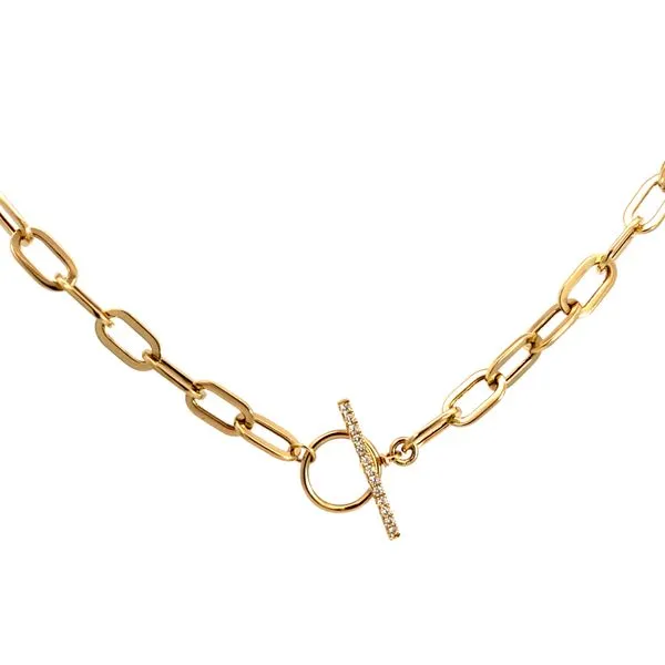 Lady's 14 Karat Yellow Gold Paper Clip Link Diamond Necklace With 0.13Tw Round Diamonds SC55022370V2 - Brax jewelers Brax Jewelers Newport Beach, CA