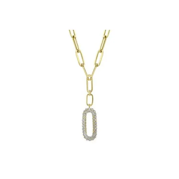 Lady's 14 Karat Yellow Gold Diamond Paper Clip LinkNecklace With 0.92Tw Round Diamonds On The Pendant SC22007995 - Brax jewelers Image 2 Brax Jewelers Newport Beach, CA