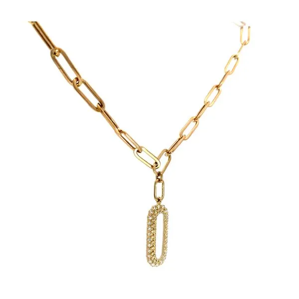 Lady's 14 Karat Yellow Gold Diamond Paper Clip LinkNecklace With 0.92Tw Round Diamonds On The Pendant SC22007995 - Brax jewelers Image 3 Brax Jewelers Newport Beach, CA