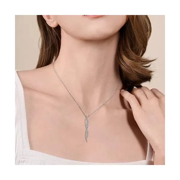 Lady's 14 Karat White Gold Diamond Twisted Pendant Necklace With 0.26Tw Round Diamonds NK7708W45JJ - Brax jewelers Image 3 Brax Jewelers Newport Beach, CA