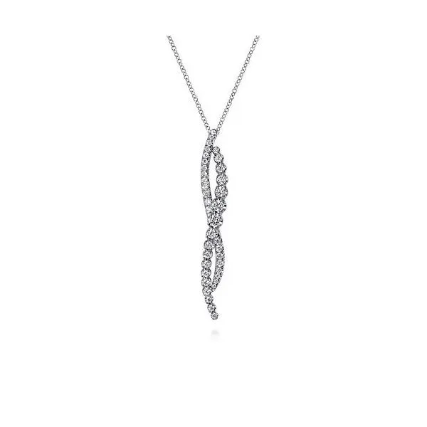 Lady's 14 Karat White Gold Diamond Twisted Pendant Necklace With 0.26Tw Round Diamonds NK7708W45JJ - Brax jewelers Brax Jewelers Newport Beach, CA