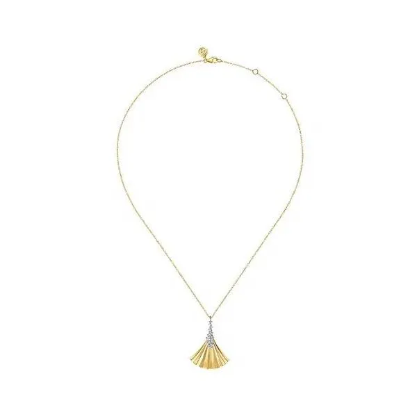 Lady's 14 Karat Yellow And White Gold Diamond Fan Necklace With 0.26Tw Round SI Diamonds. NK8012M45JJ - Brax jewelers Image 2 Brax Jewelers Newport Beach, CA