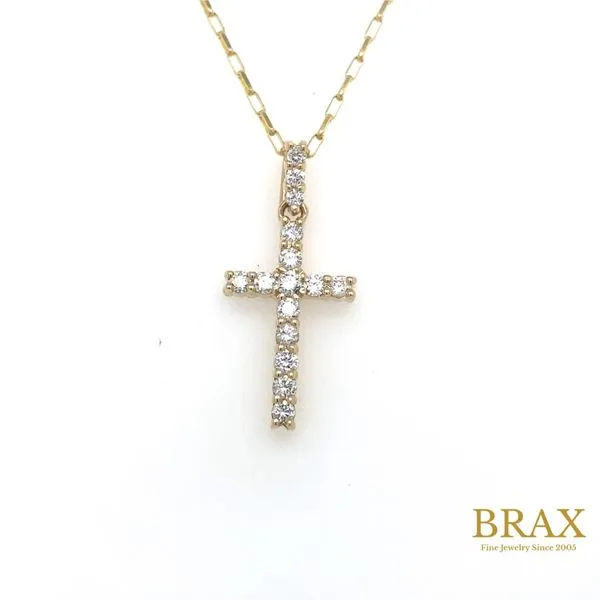 Yellow Gold Cross Diamond Necklace Brax Jewelers Newport Beach, CA