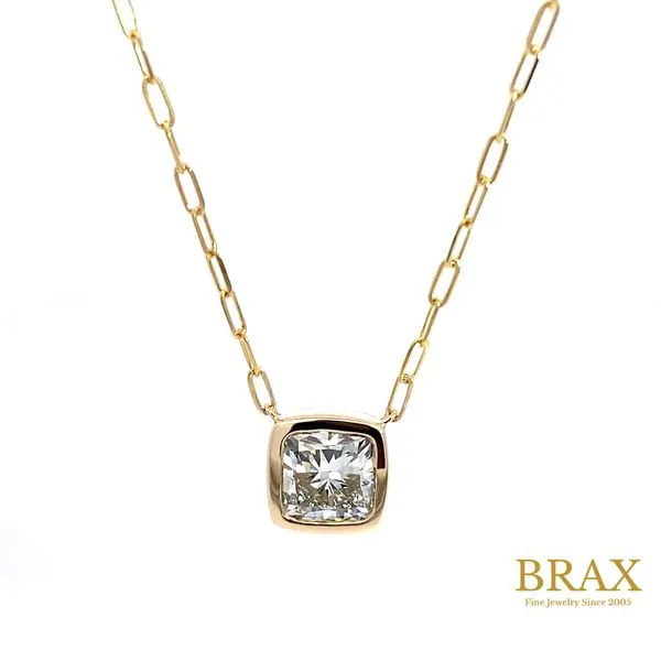 14 Karat Yellow Gold Cushion Diamond Necklace LGD-RVP08088-GY77 - Brax Jewelers Brax Jewelers Newport Beach, CA