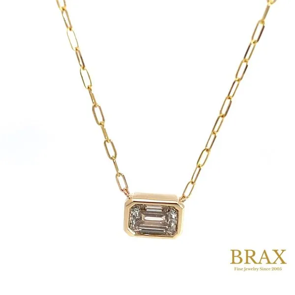 14 Karat Yellow Gold Emerald Lab Grown Diamond Necklace LGD-RVP08089-GY77 - Brax Jewelers Brax Jewelers Newport Beach, CA