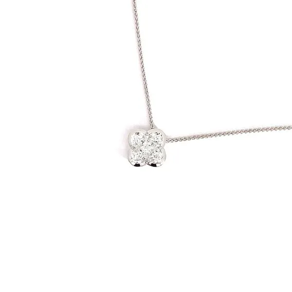 Christopher Design 14 Karat White Gold Clover shape  Diamond Necklace L900P-XW225 - Brax Jewelers Image 4 Brax Jewelers Newport Beach, CA