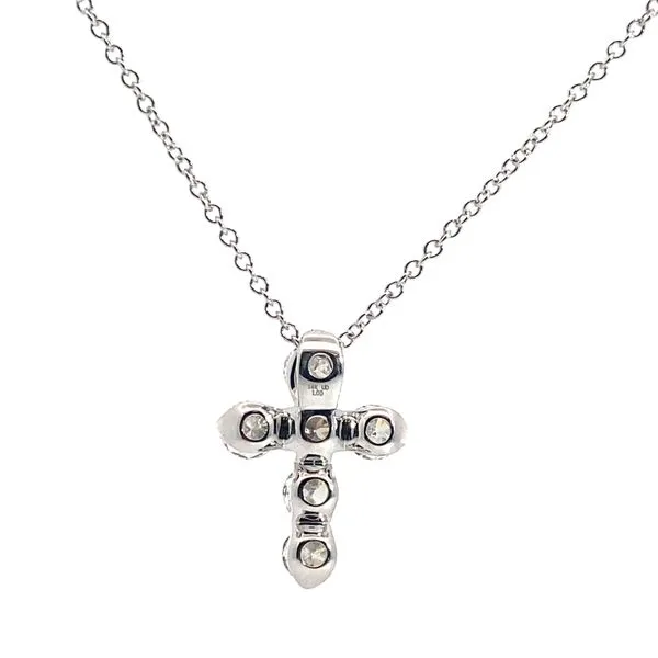 14 Karat White Gold Lab Grown Diamond Cross Pendant Necklace Image 2 Brax Jewelers Newport Beach, CA