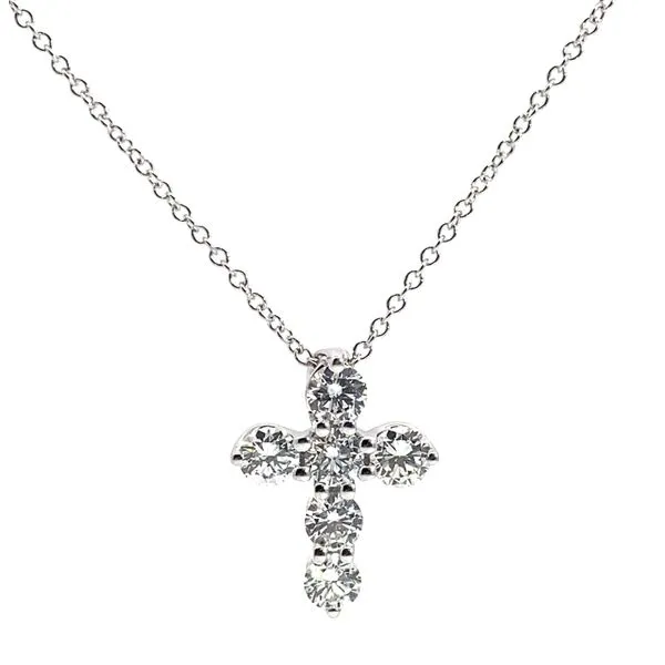 14 Karat White Gold Lab Grown Diamond Cross Pendant Necklace Brax Jewelers Newport Beach, CA
