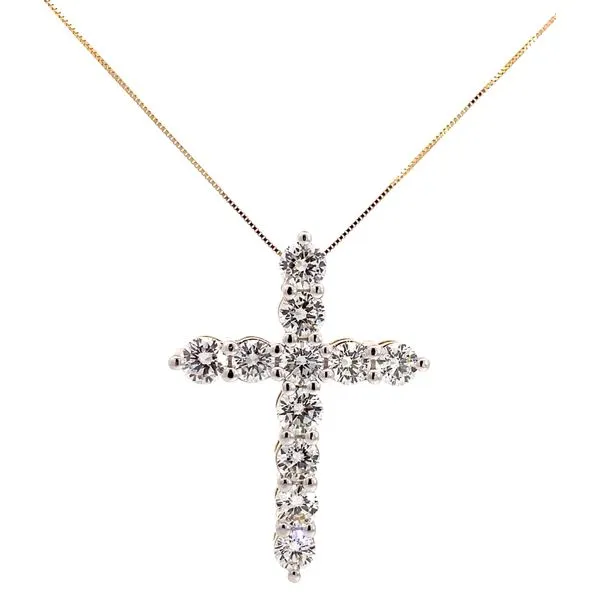 14 Karat Yellow Gold Lab Grown Diamond Cross Pendant Necklace With 11=4.03Tw Round Diamonds Brax Jewelers Newport Beach, CA