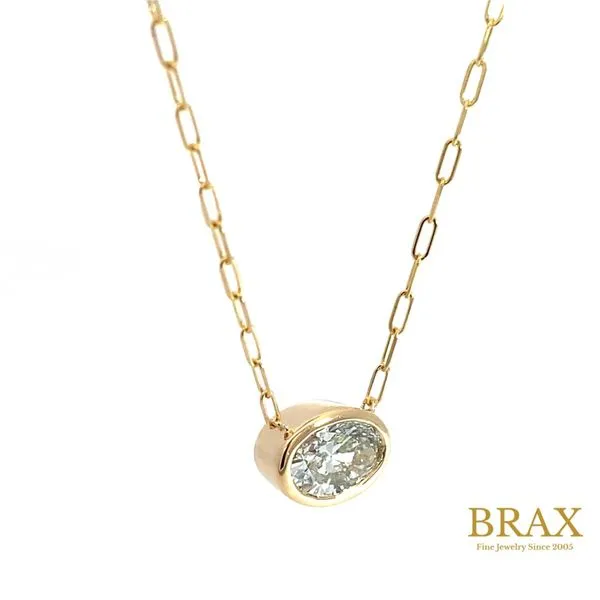 14 Karat Yellow Gold Oval Lab Grown Diamond Necklace LGD-RVP08087-GY77 - Brax Jewelers Image 2 Brax Jewelers Newport Beach, CA