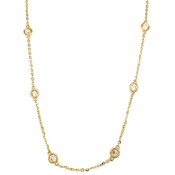 14 Karat Yellow Gold Lab Grown Diamond Station Necklace With 14=1.00Tw Round Laboratory Grown Diamonds. Brax Jewelers Newport Beach, CA