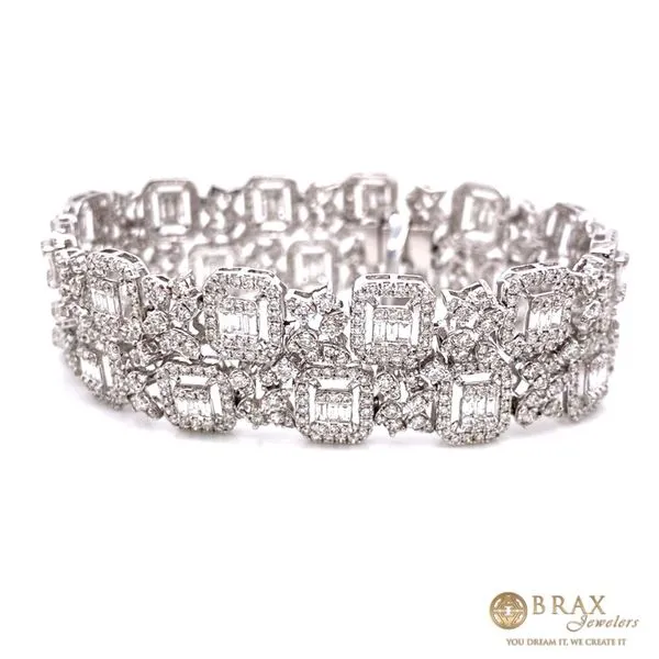 18K White Gold Diamond and Baguette Bracelet Brax Jewelers Newport Beach, CA