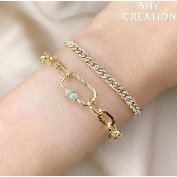 14K Yellow Gold Diamond Paper Clip Link Bracelet Image 4 Brax Jewelers Newport Beach, CA